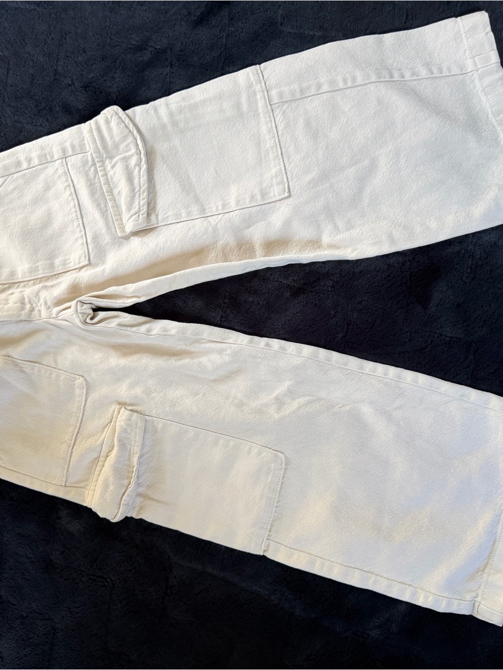Zara Cream Cargo Sweatpants with Patch Pockets